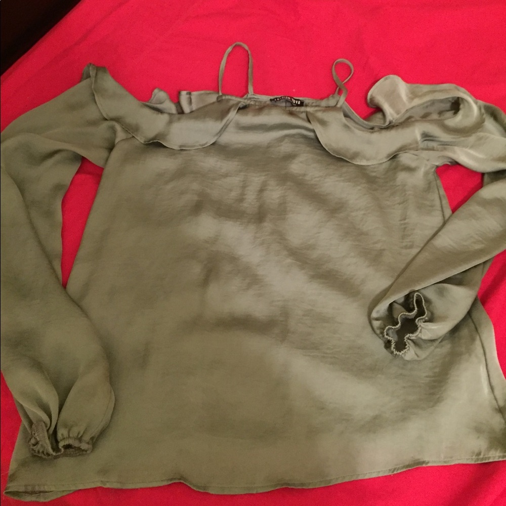 Satin green top